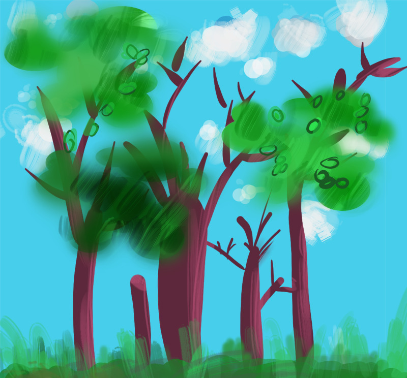 Drzewa w lesie - szybki szkic