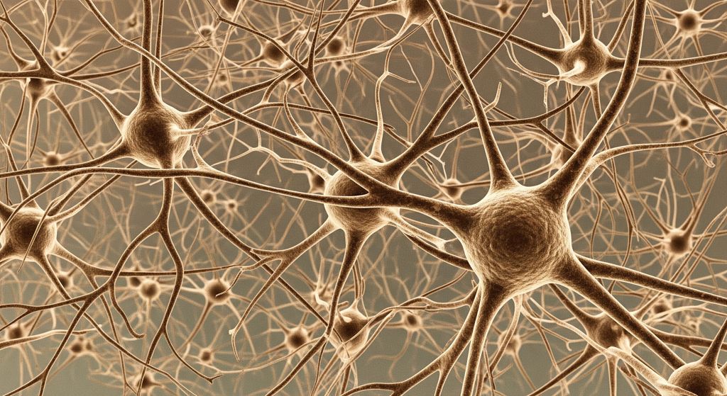 Grafika przedstawiajaca sieć neuronową w mózgu