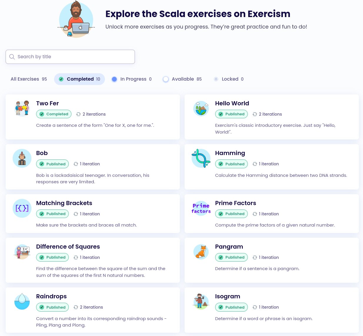 Exercism scala progress ./exer.jpg
