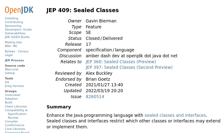 JEP 409 webpage screenshot /posts/api/sealed.png